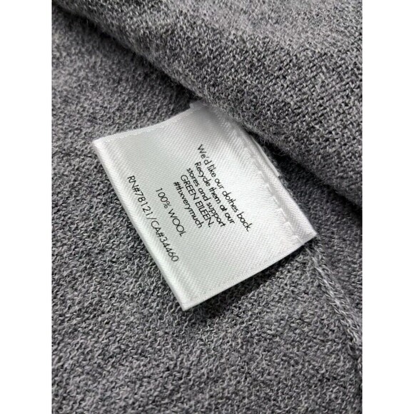 Eileen Fisher Open Cardigan Sweater 100% Wool Gray Pockets‎ Women's Medium - Picture 6 of 9